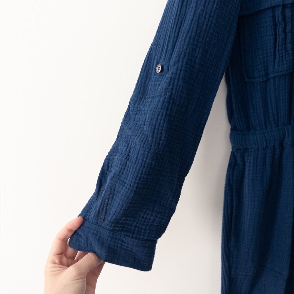 Madewell Lightspun Tapered Leg Jumpsuit - Gauze Cotton in Navy, Size 10 - Picture 3 of 8